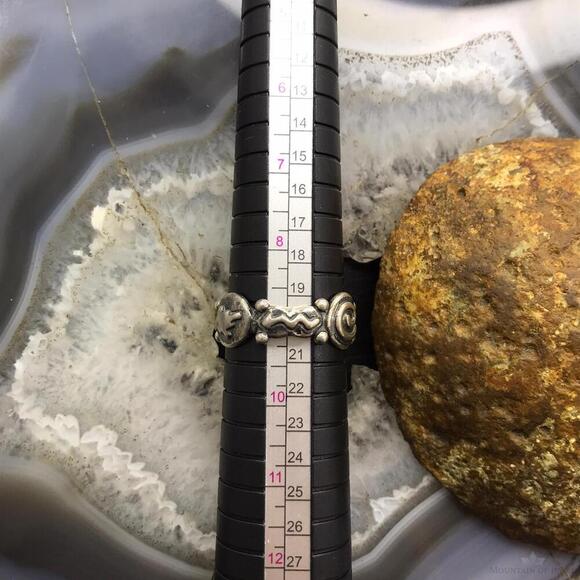 Jody Naranjo Sterling Diamond Shape Green Turquoise Petroglyph Ring Size 9 - Picture 10 of 10